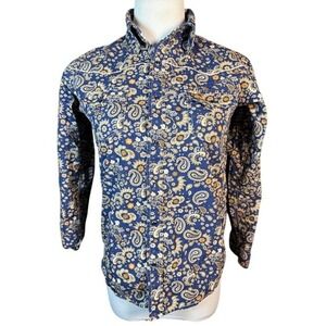 Cowboy Hardware Womens Navy Paisley Western Snap Button Shirt Size L Long Slv
